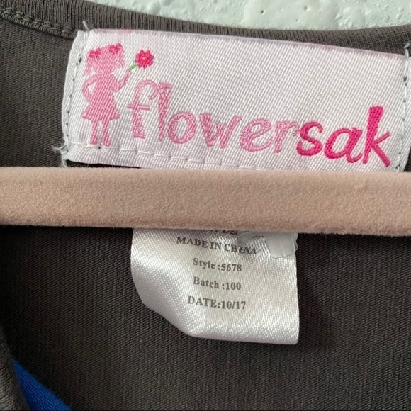 Flowersak Gray Ruffle Bibbed Layer Long Sleeve Tunic Dress Toddler Girls Size 3 - Picture 4 of 6